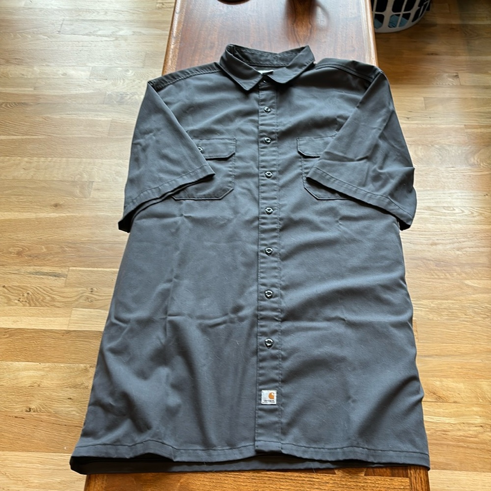 Carhartt Gray Men’s XLT Short Sleeve Shirt Button Up 2 Button Pockets